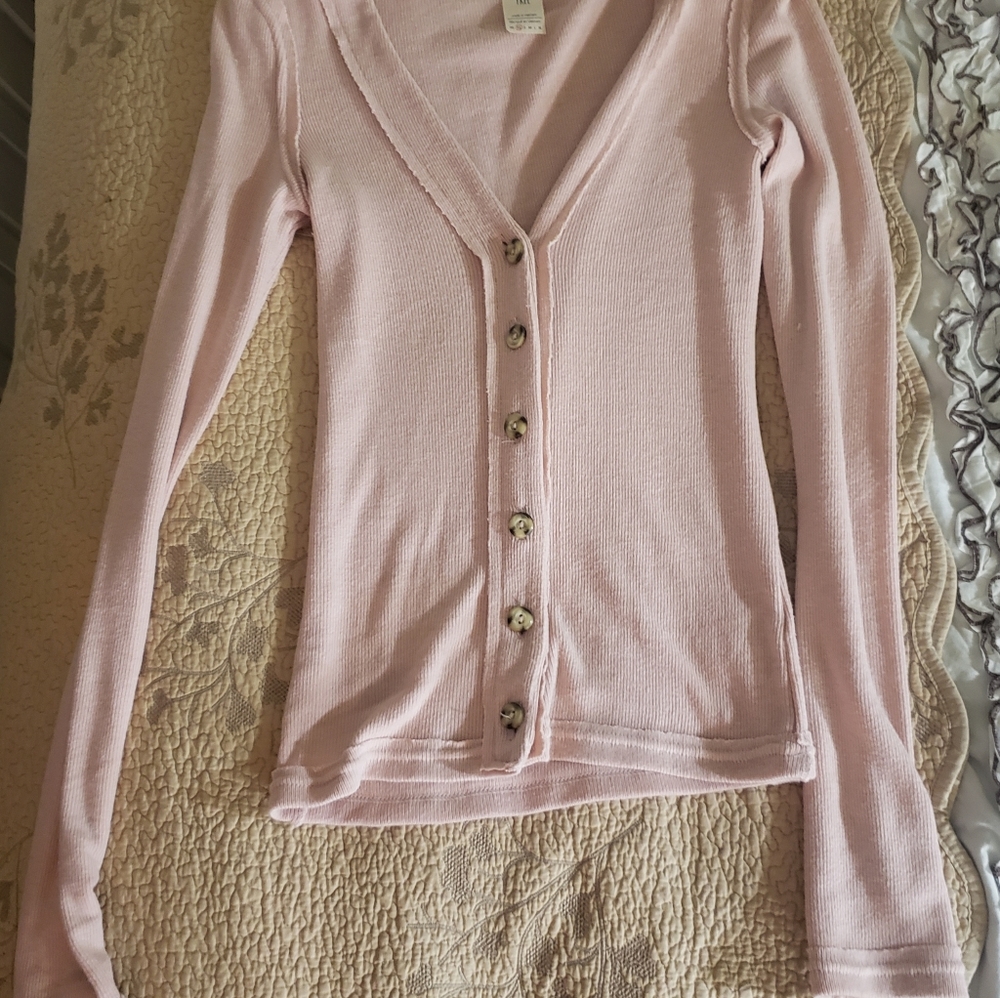 Free People pink cardigan